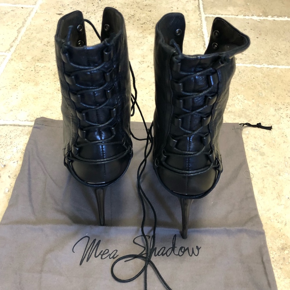 Black Mea Shadow Sexy Corset Stiletto Booties - Picture 3 of 8